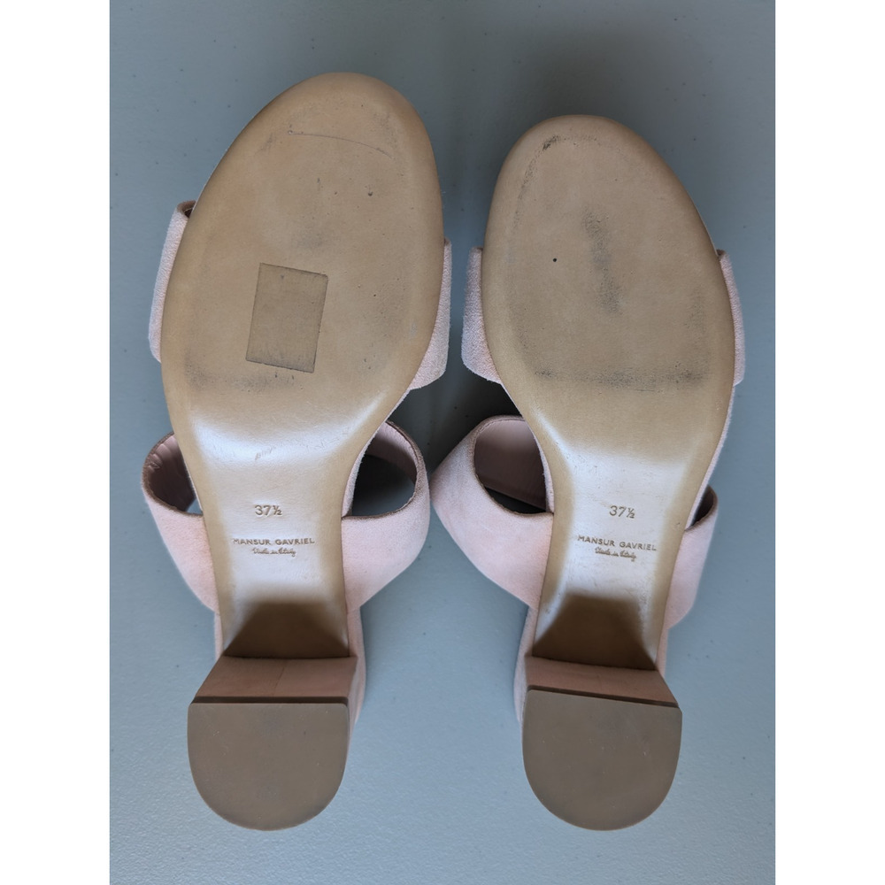 Defect New Mansur Gavriel Suede Double Strap 40mm Sandal Size 37.5 Light Pink - Picture 10 of 11